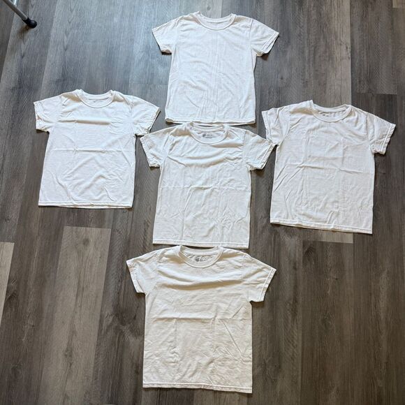 Hanes Kids Classic White Short Sleeve Tees Medium - Picture 4 of 4